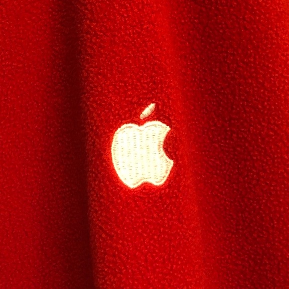 Apple Logo Red Fleece 1/4 zip Pullover-SZ M - Picture 1 of 8